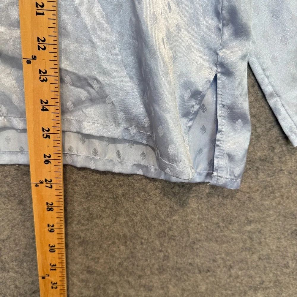 Stefano Cocci Satin Pajama Set Womens Large Top Pants Light Blue‎ Lightweight